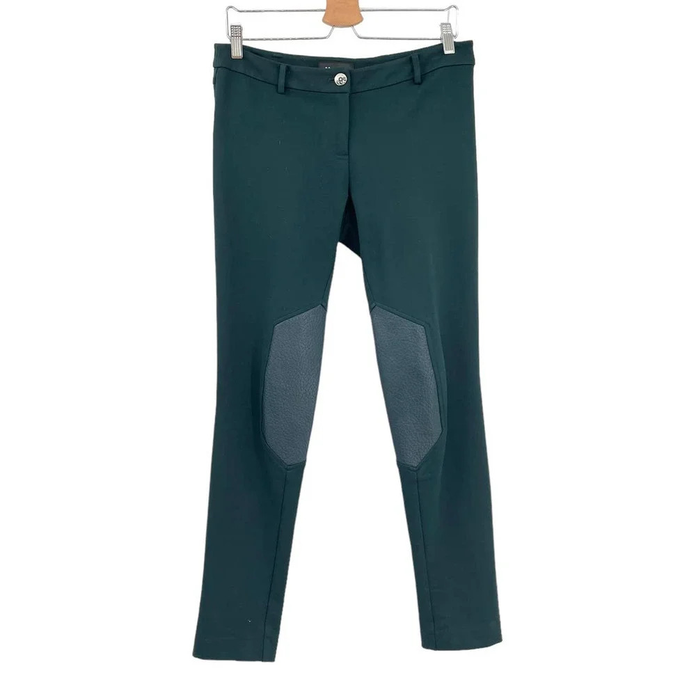 Mackage Gigi Leather Patch Ponte Knit Legging Pants Teal Green Size 8